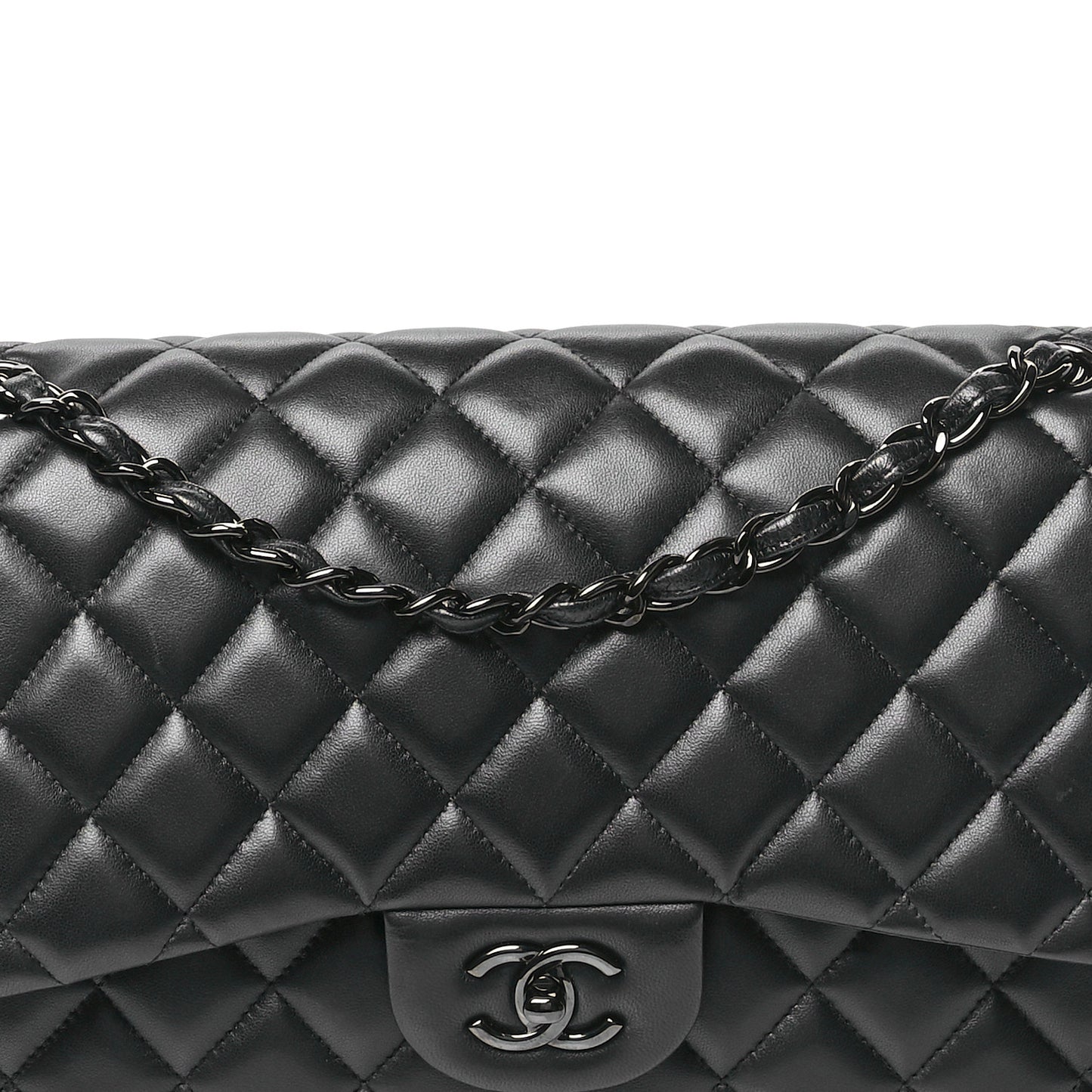 Lambskin Quilted Jumbo Double Flap So Black