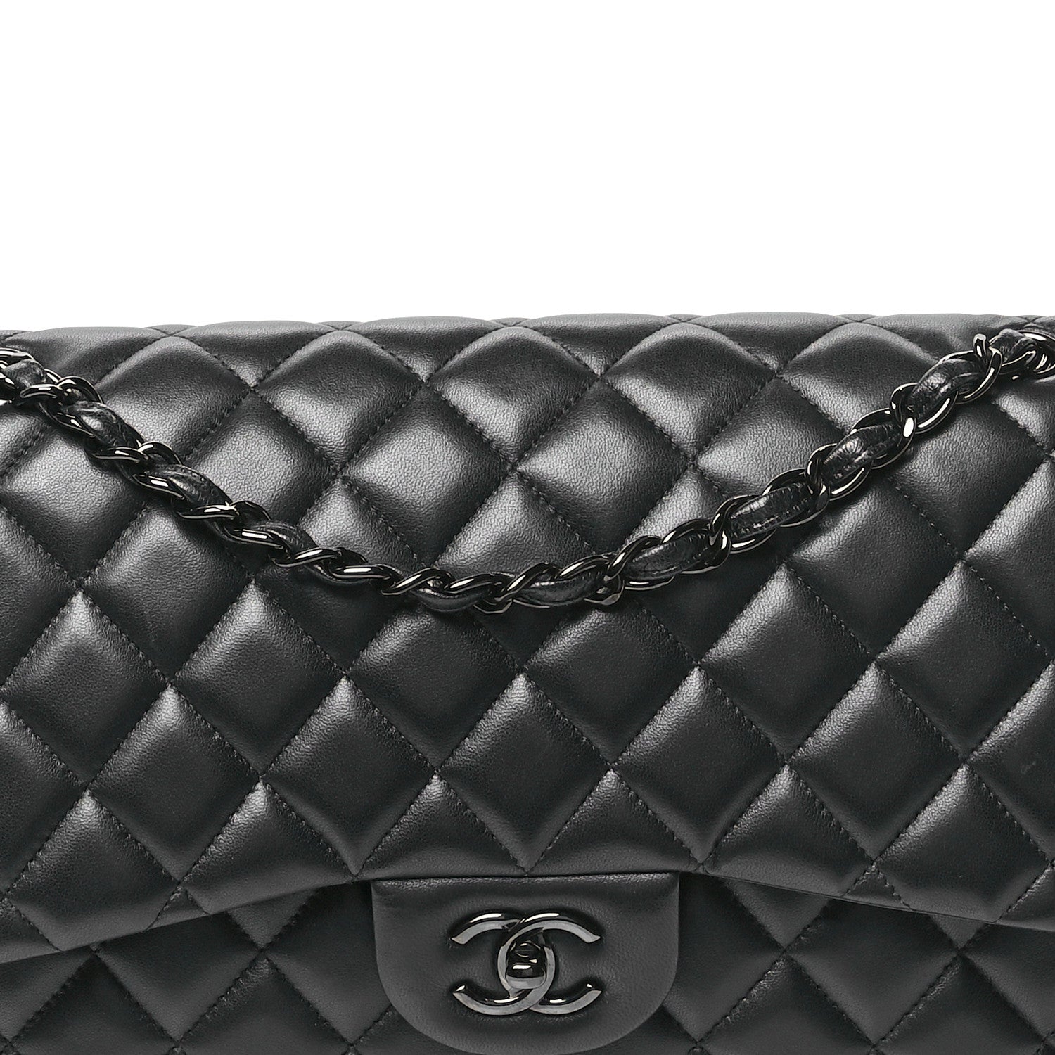 Chanel Lambskin Quilted Jumbo Double Flap So Black 8 of 10