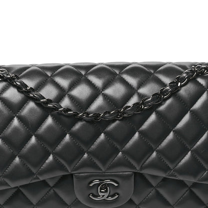 Chanel Lambskin Quilted Jumbo Double Flap So Black 8 of 10