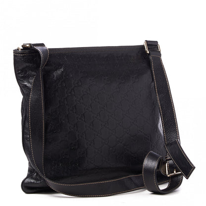 Gucci Guccissima Medium Flat Messenger Bag Black 2 of 8