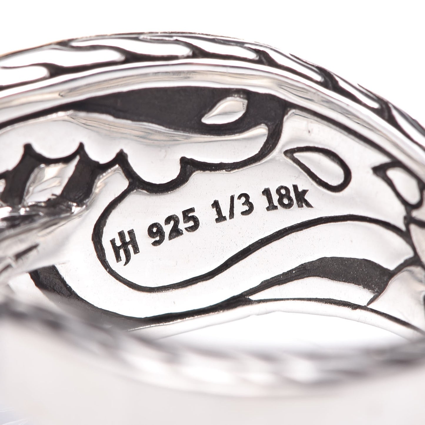 Sterling Silver 18K Yellow Gold Hammered Wave Ring 57 8