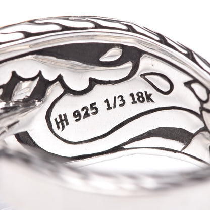 John Hardy Sterling Silver 18K Yellow Gold Hammered Wave Ring 57 8 4 of 4