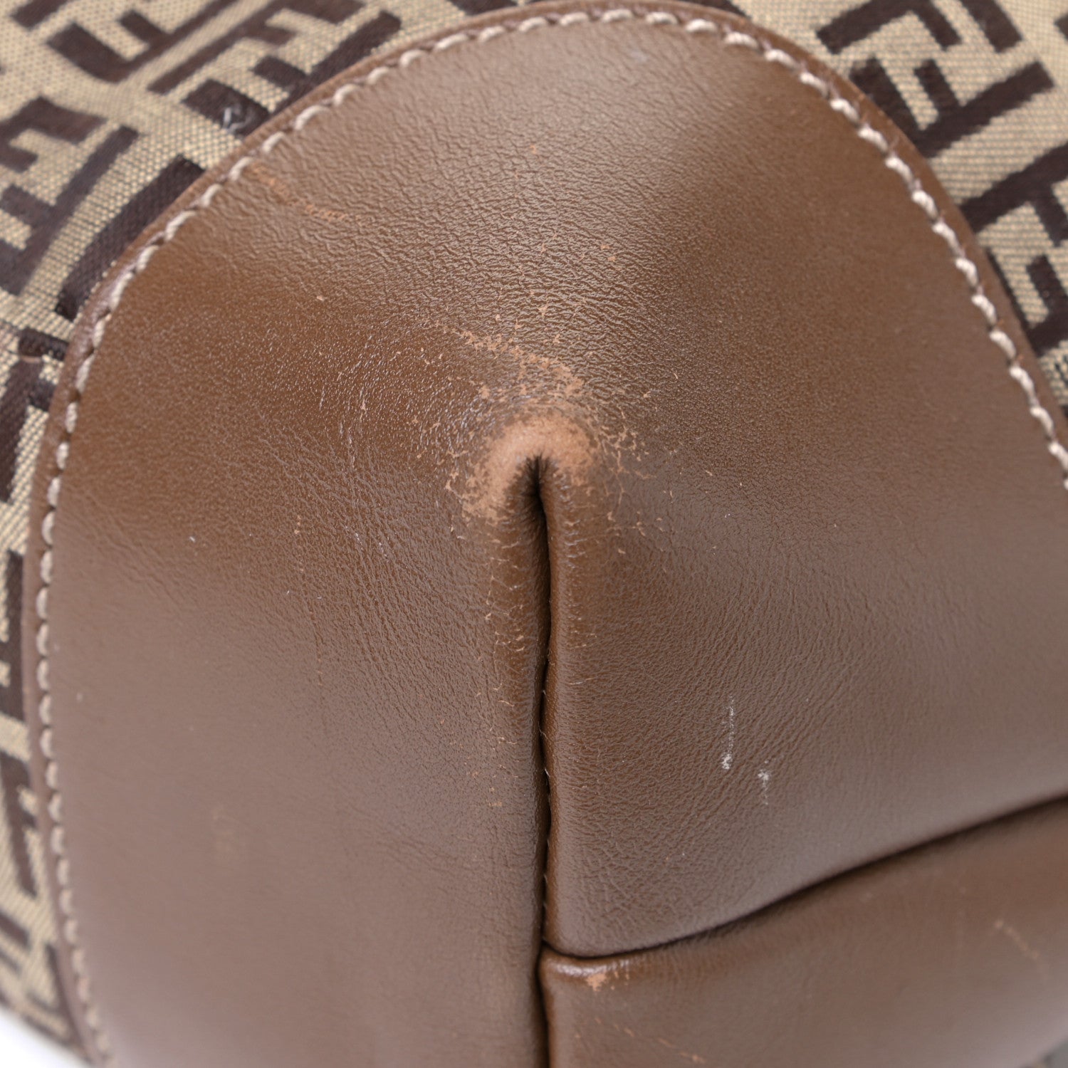 Fendi Zucchino Cuoio Chef Shopping Tote Mogano Panna Fango 11 of 17