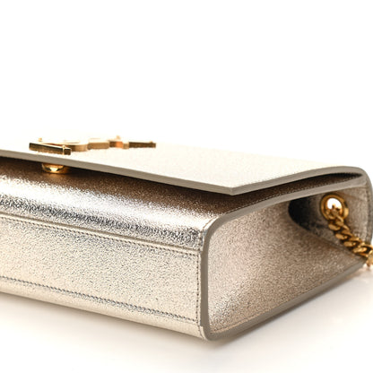 Saint Laurent Metallic Calfskin Medium Classic Monogram Kate Satchel Pale Gold 9 of 9