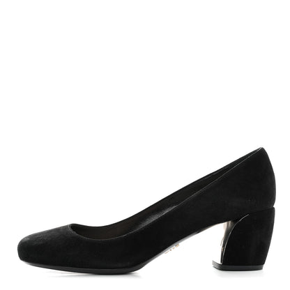 Prada Suede Block Heel Pump 38.5 Black 1 of 7