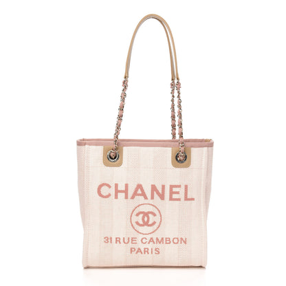 Chanel Mixed Fibers Calfskin Striped Mini Deauville Tote Pink 1 of 10