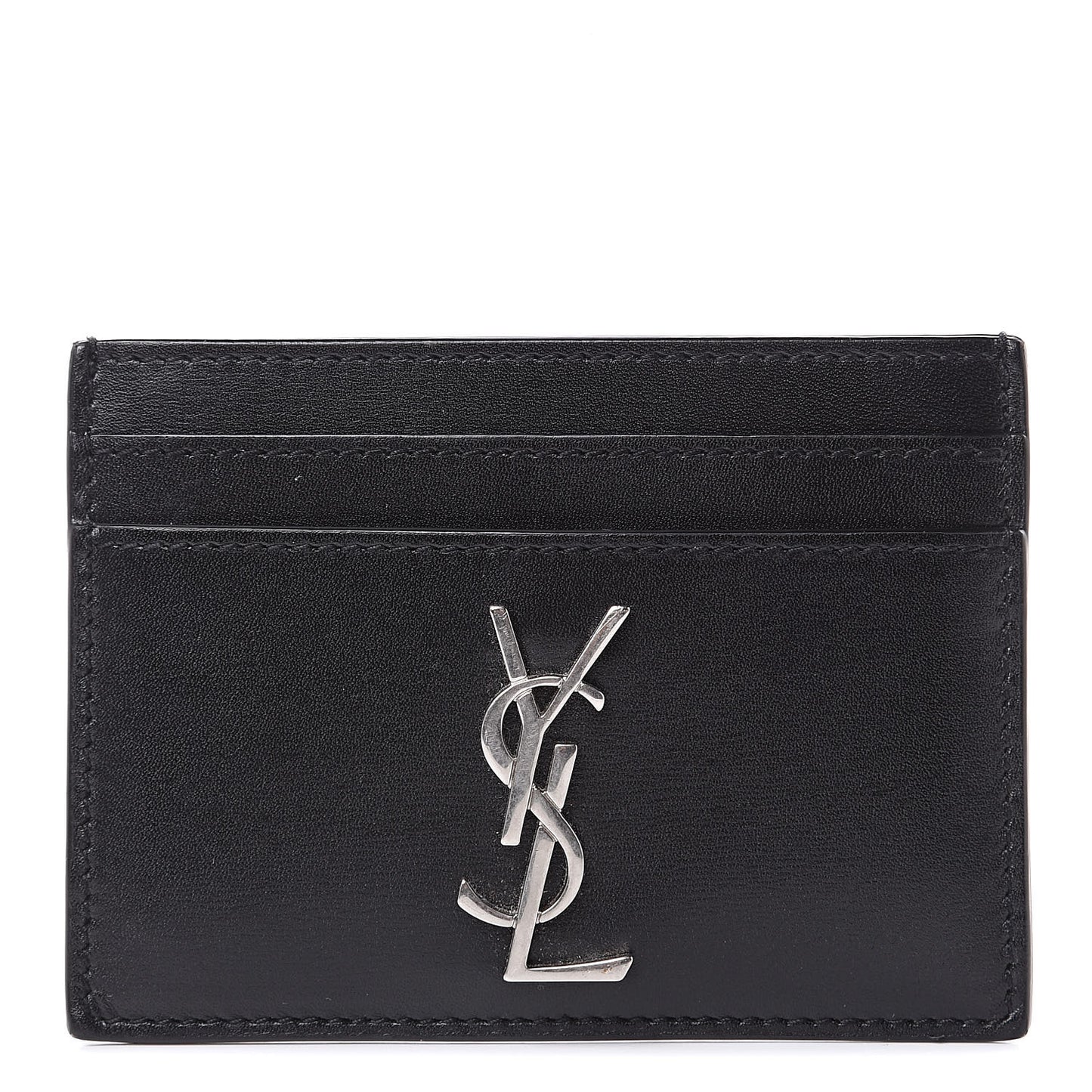 Calfskin Monogram Credit Card Case Black