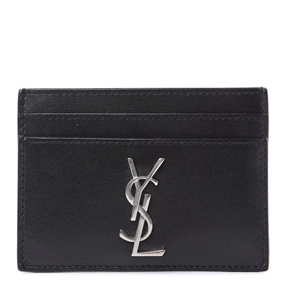 Saint Laurent Calfskin Monogram Credit Card Case Black 1 of 8