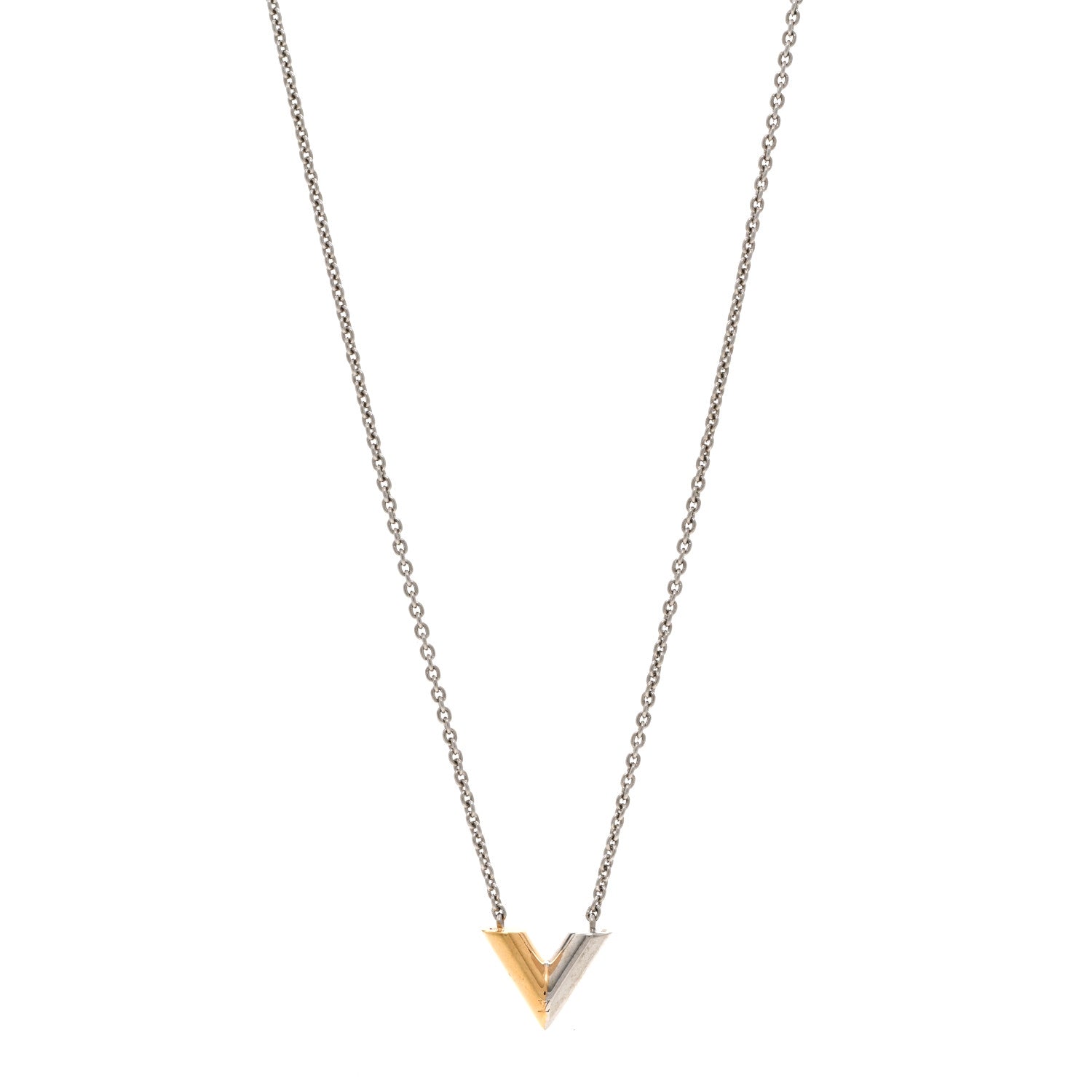 Louis Vuitton Essential V Necklace Silver Gold 1 of 5