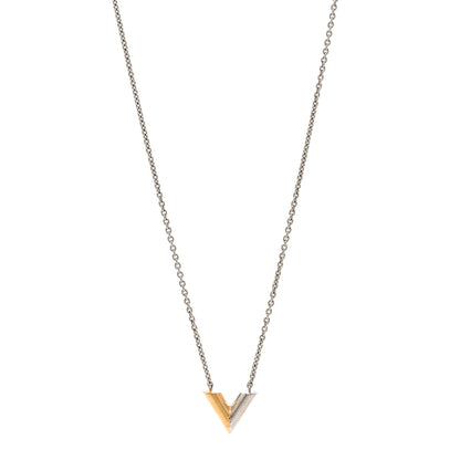 Louis Vuitton Essential V Necklace Silver Gold 1 of 5