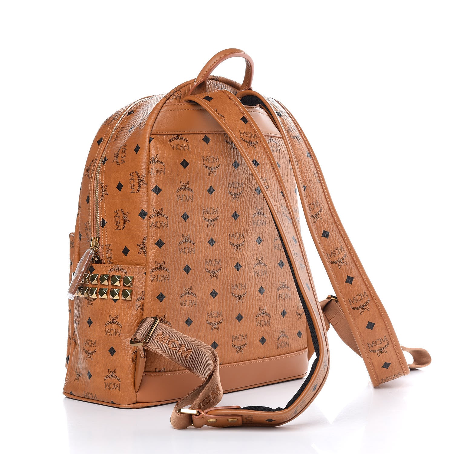 MCM Visetos Small Side Stud Stark Backpack Cognac 3 of 11