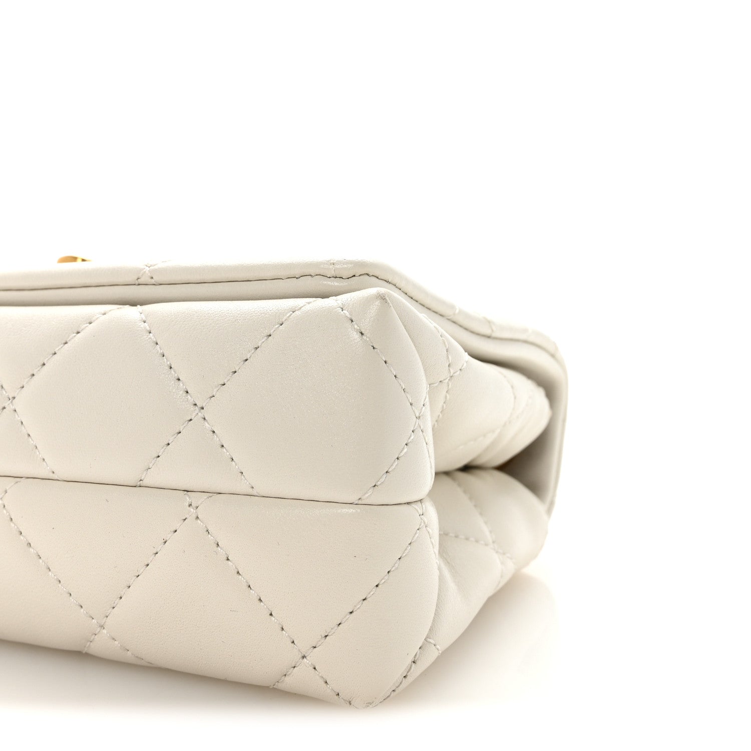 Chanel Shiny Lambskin Quilted Enamel CC Small Flap White 10 of 11