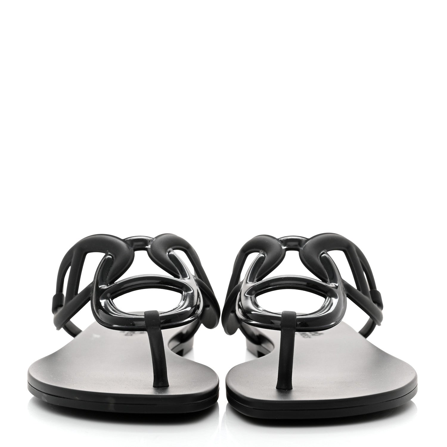 Hermes Rubber Womens Egerie Sandals 40 Black 2 of 9