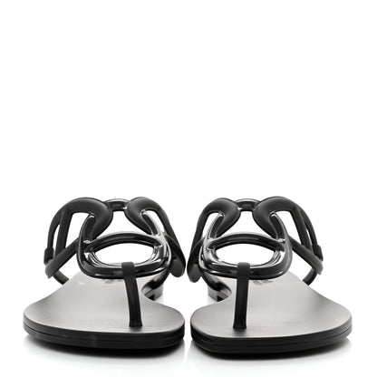 Hermes Rubber Womens Egerie Sandals 40 Black 2 of 9