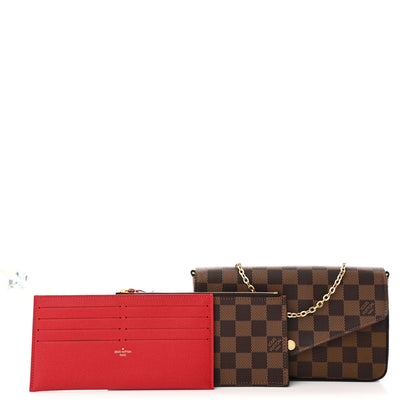 Louis Vuitton Damier Ebene Pochette Felicie Chain Wallet 1 of 11