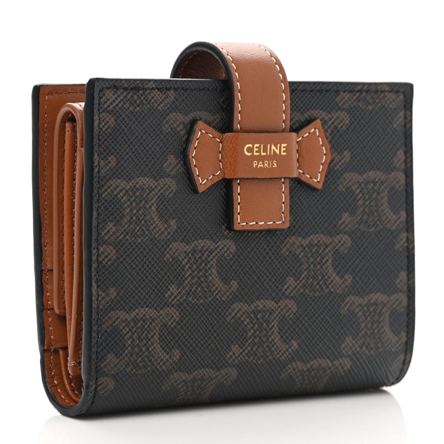 Canvas Triomphe Small Strap Wallet Tan