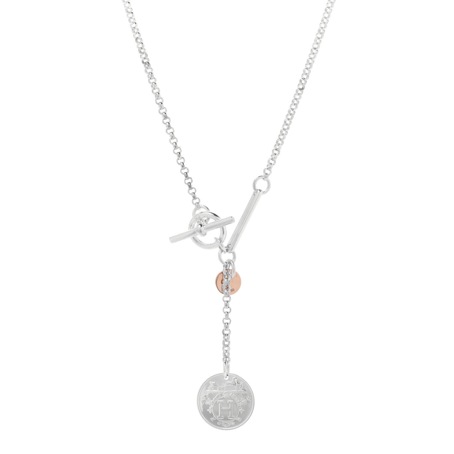 Sterling Silver 18K Rose Gold PM Ex-Libris Pendant Necklace