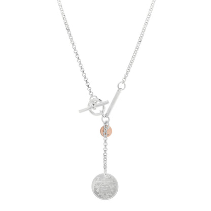 Hermes Sterling Silver 18K Rose Gold PM Ex-Libris Pendant Necklace 1 of 7