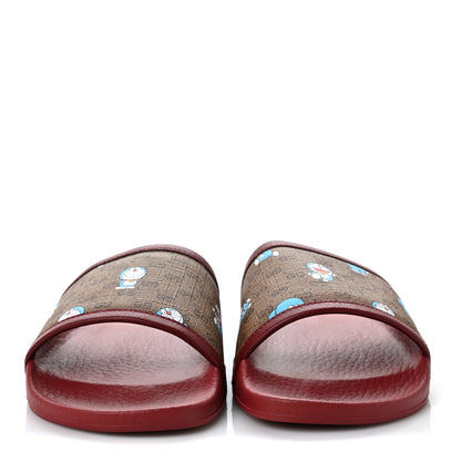 Gucci X DORAEMON Mini Vintage GG Supreme Monogram Womens Slide Sandals 35 Beige Cherry Red 2 of 8