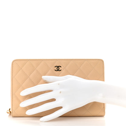 Chanel Caviar Quilted Large Zip Around Organizer Wallet Beige 2 of 10