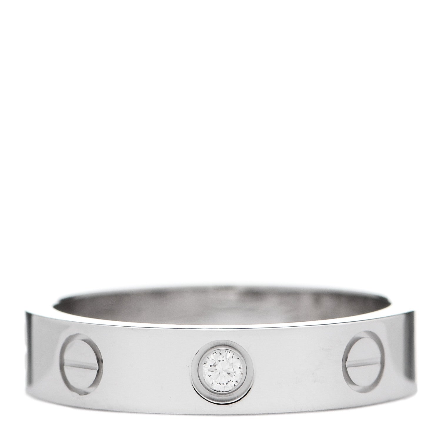 Cartier 18K White Gold Diamond 4mm LOVE Wedding Band Ring 50 5.25 1 of 5