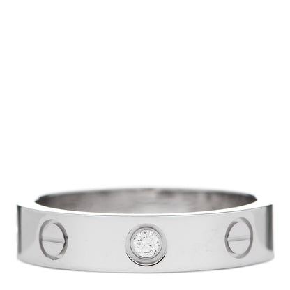 Cartier 18K White Gold Diamond 4mm LOVE Wedding Band Ring 50 5.25 1 of 5