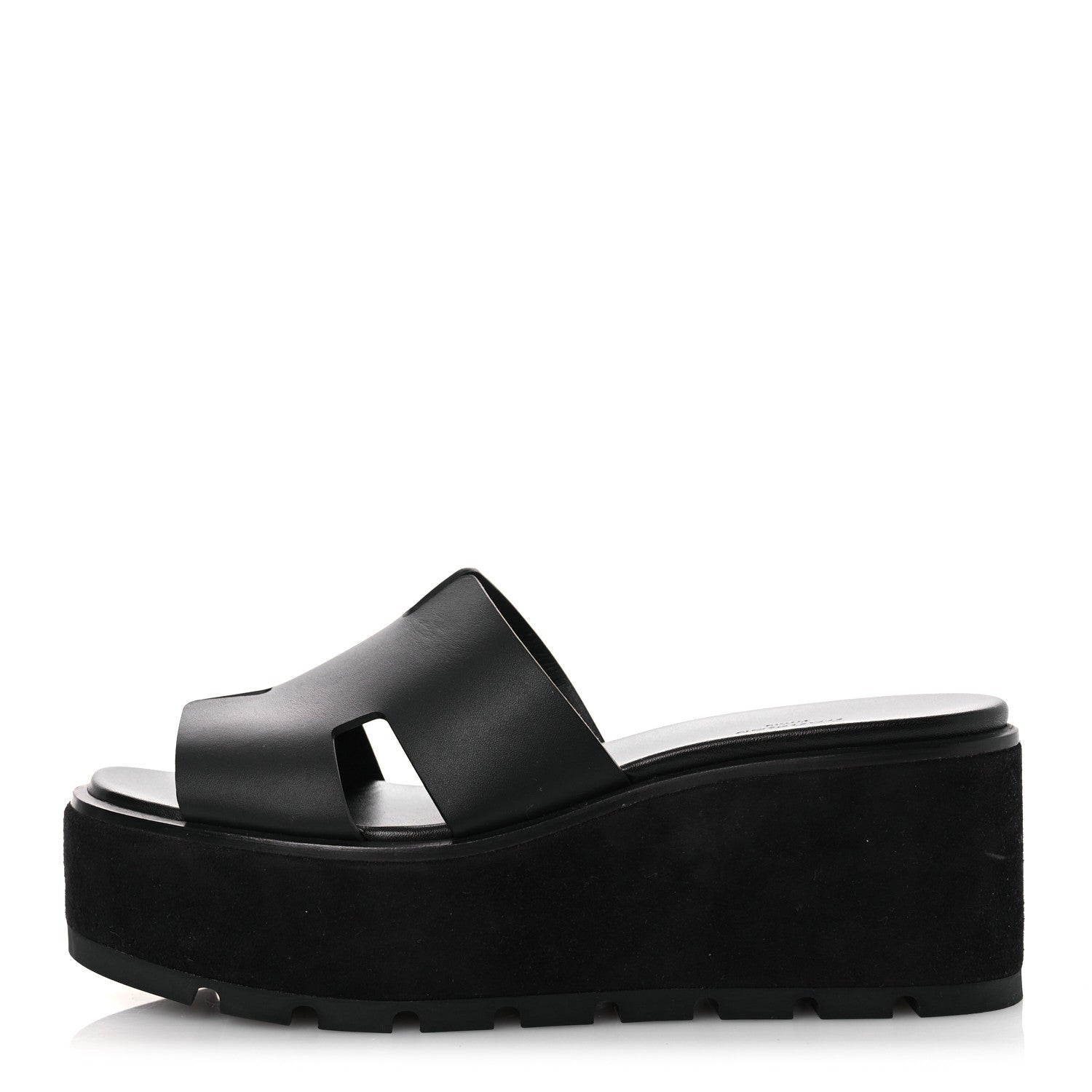 Hermes Calfskin Suede Goatskin Eze 30 Sandals 39 Black 1 of 10