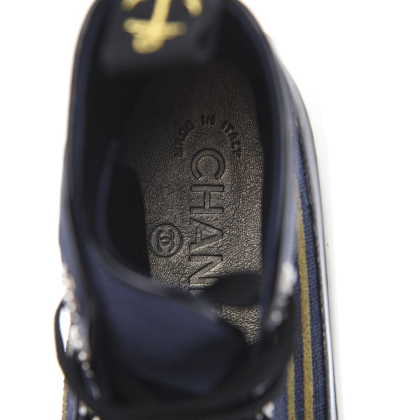 Fabric Lambskin Lace Up Cap Toe Sneakers 35 Navy Black
