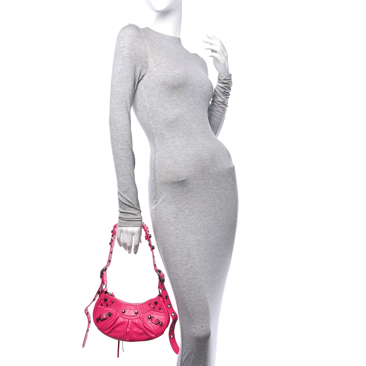 Extra Supple Calfskin Crocodile Embossed XS Le Cagole Shoulder Bag Lipstick Pink