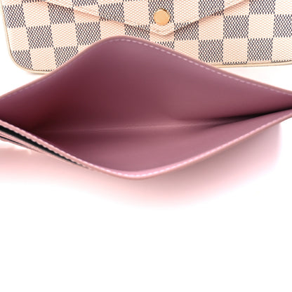 Louis Vuitton Damier Azur Pochette Felicie Chain Wallet Rose Ballerine 8 of 14