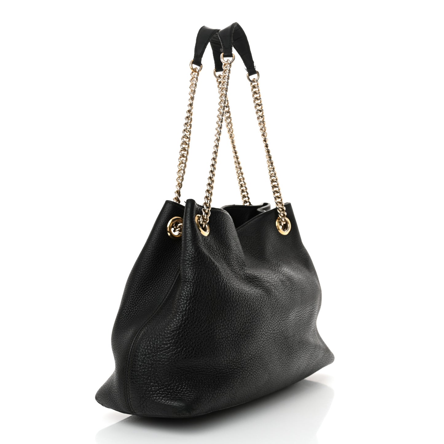 Pebbled Calfskin Medium Soho Chain Shoulder Bag Black