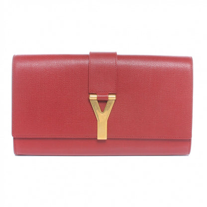 Saint Laurent Textured Leather ChYc Clutch Red 1 of 6