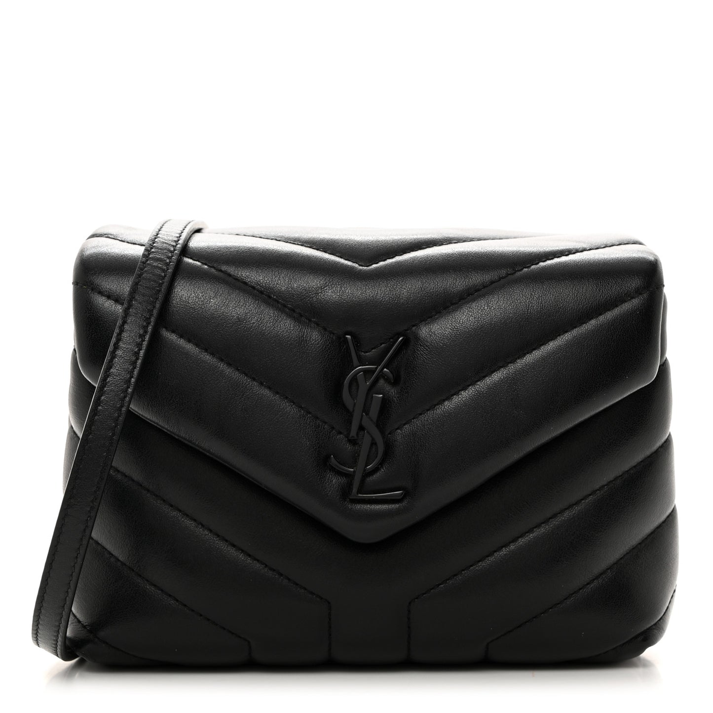 Calfskin Y Quilted Monogram Toy Loulou Crossbody Bag Black