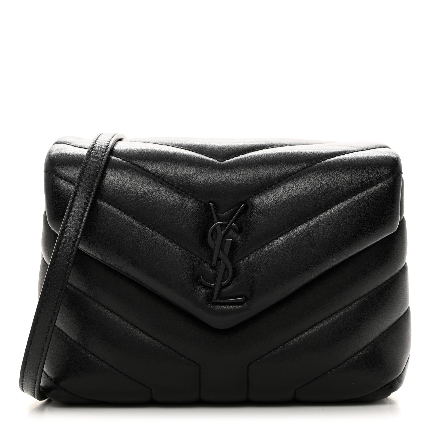 Saint Laurent Calfskin Y Quilted Monogram Toy Loulou Crossbody Bag Black 1 of 11