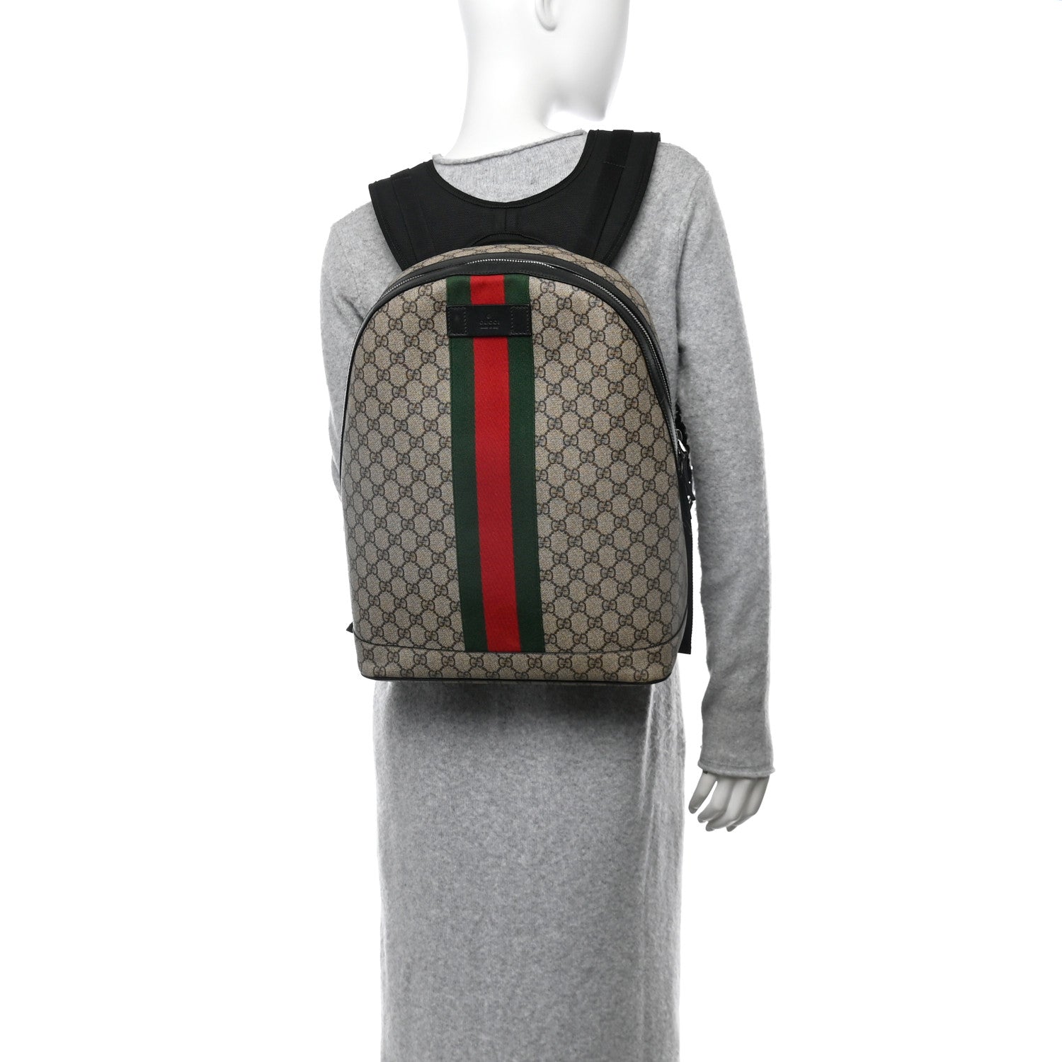 Gucci GG Supreme Monogram Web Dome Backpack Black 2 of 10