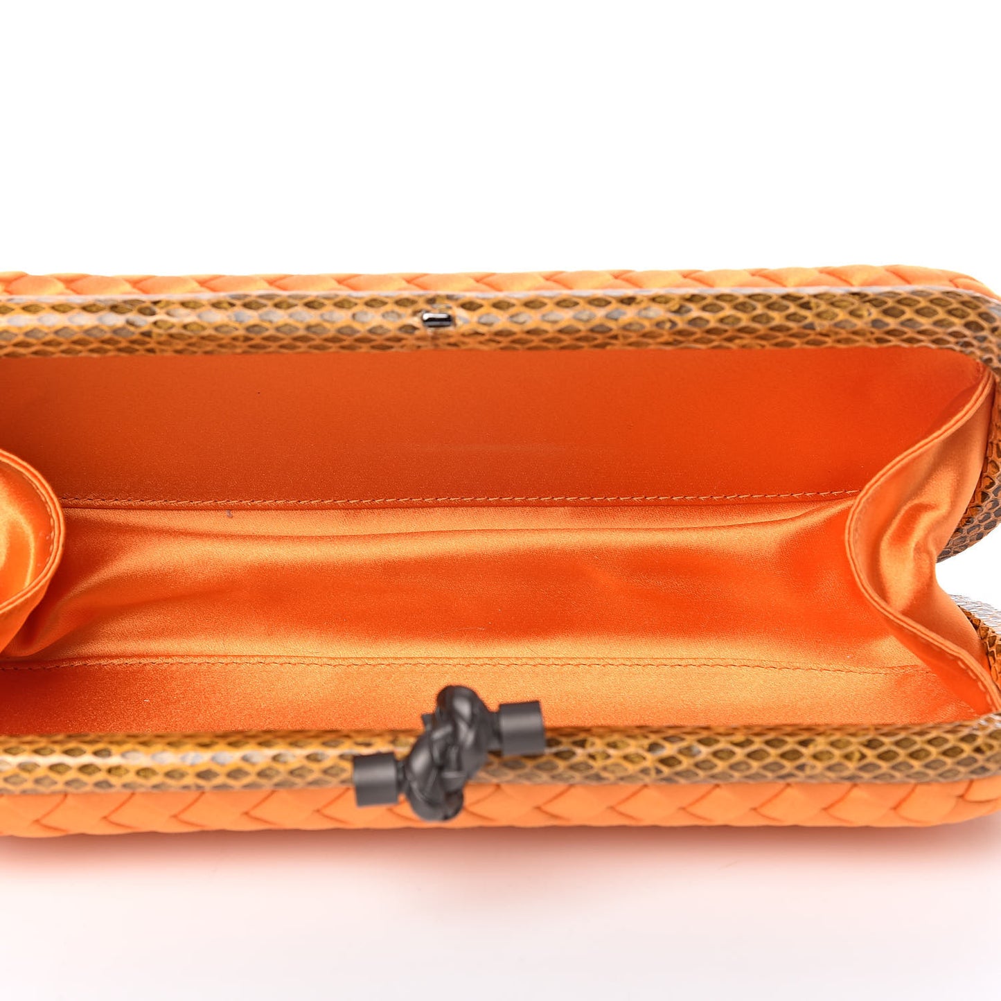 Satin Intreccio Impero Ayers Stretch Knot Clutch Orange