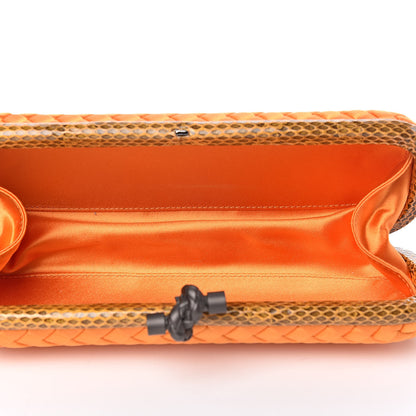 Bottega Veneta Satin Intreccio Impero Ayers Stretch Knot Clutch Orange 5 of 9