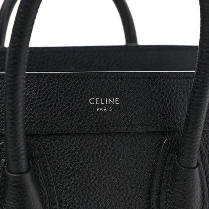 Celine Drummed Calfskin Nano Luggage Black 6 of 9