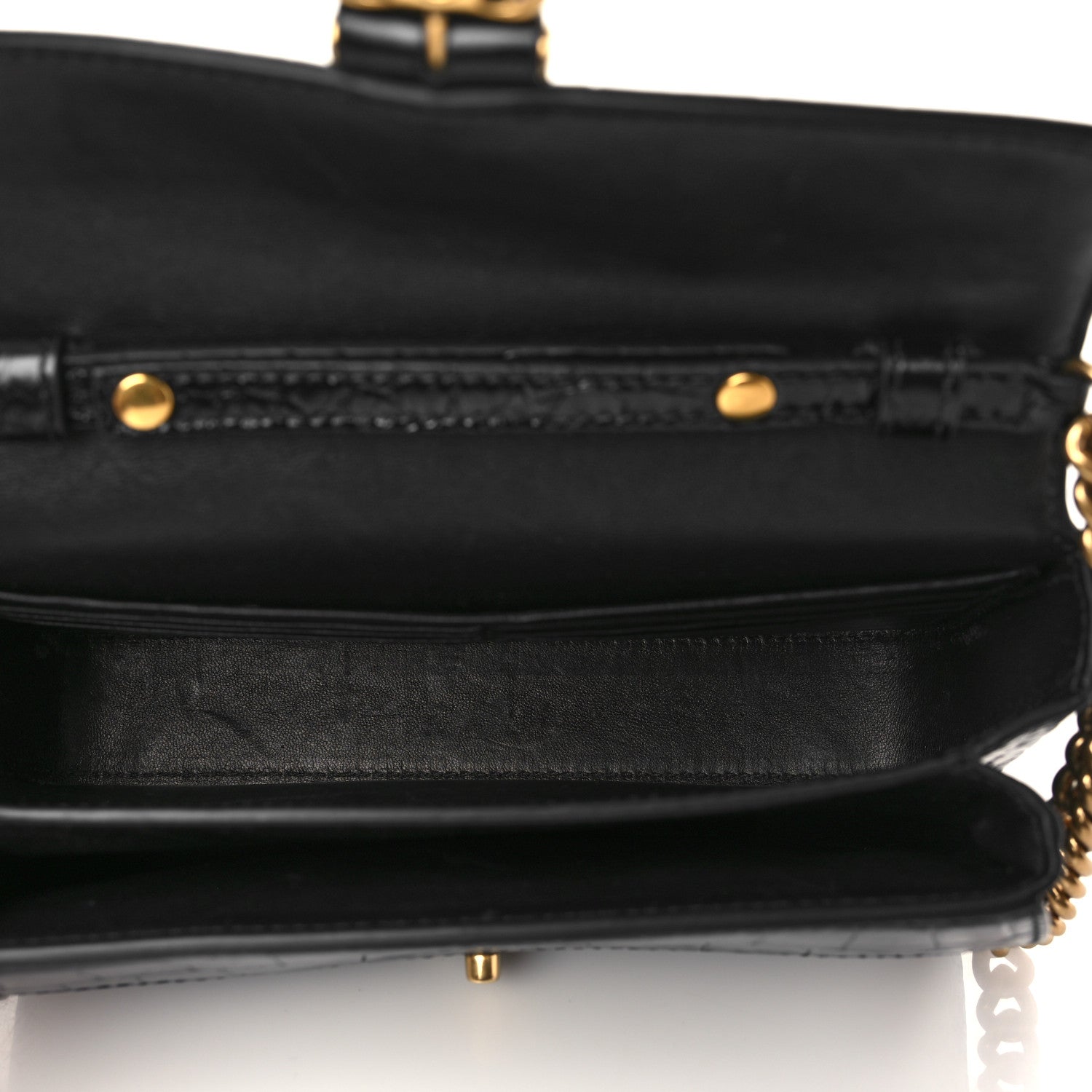 Balenciaga Shiny Super Supple Calfskin Crocodile Embossed Minister Flap Bag XS Black 4 of 5