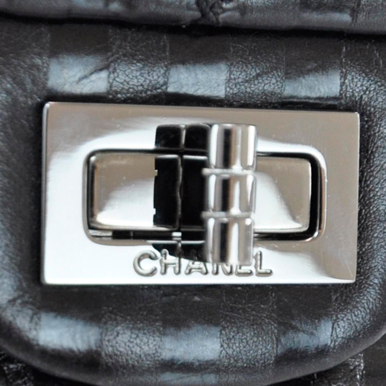Chanel Striped Accordion Reissue 2.55 Flap Black 6 of 10