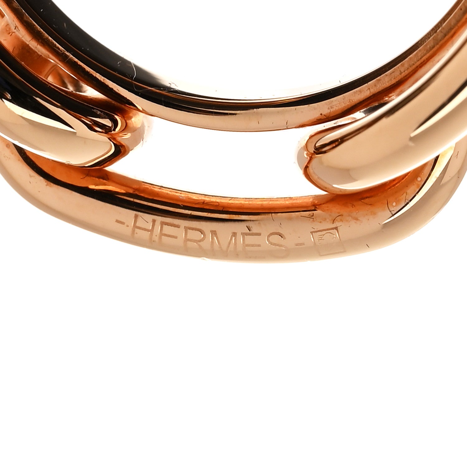 Hermes Plated Brass Regate Scarf Ring Plaque Or Rose 3 of 5
