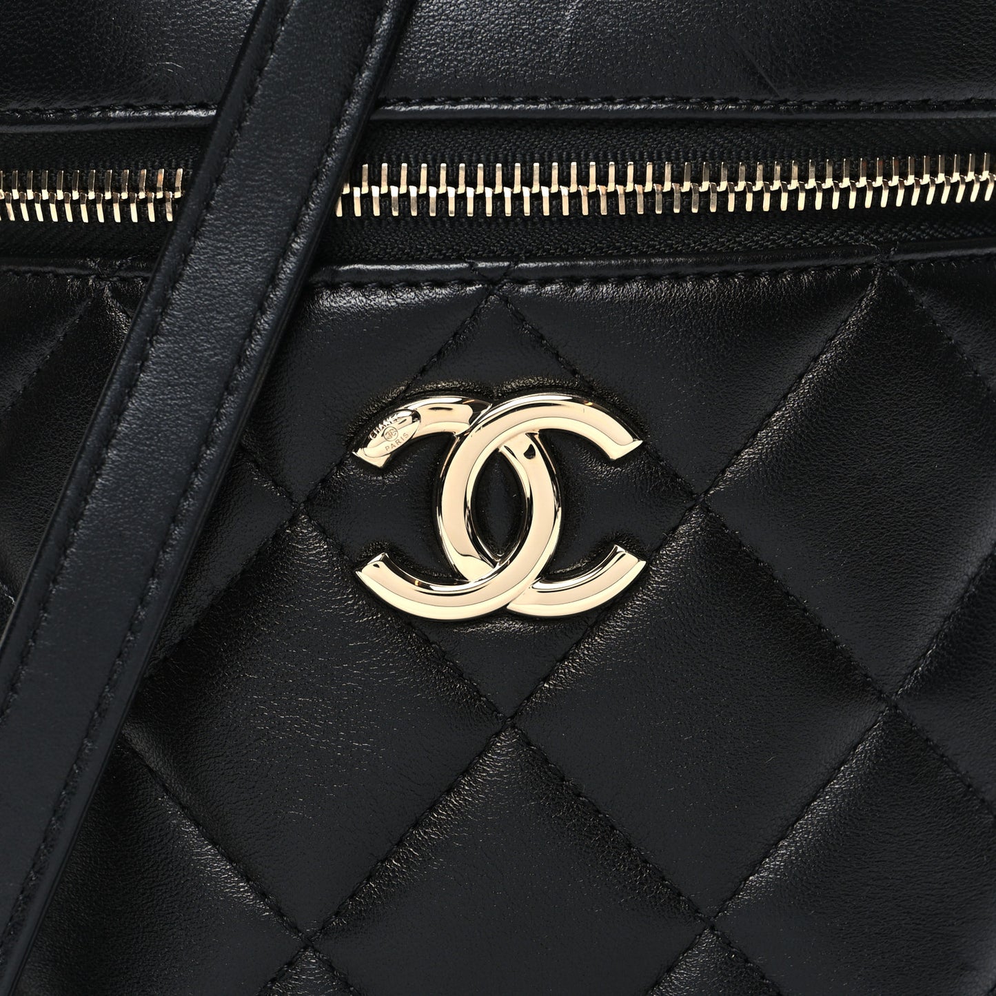 Lambskin Quilted Trendy Vanity Case Black