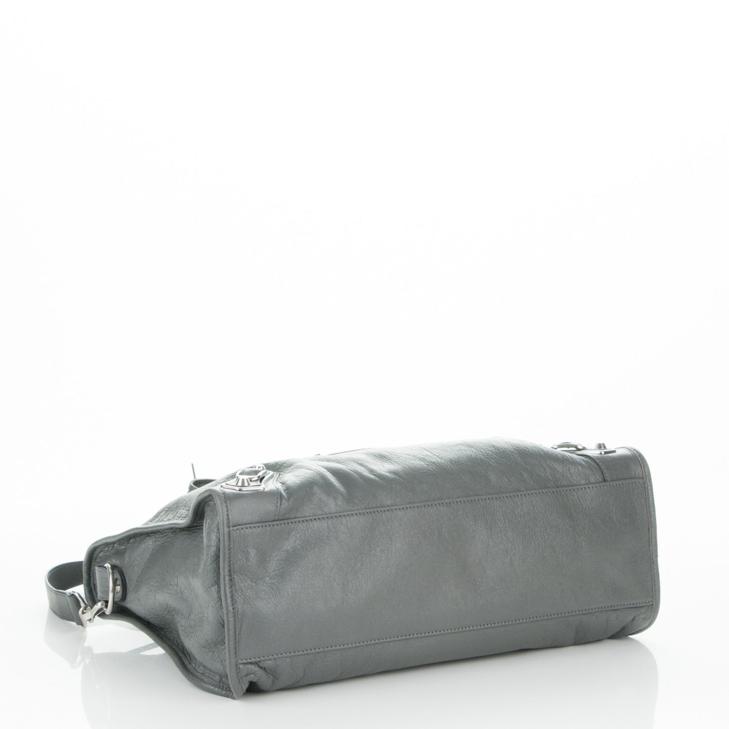 Agneau Silver Metallic Edge Hardware City Gris Cendre