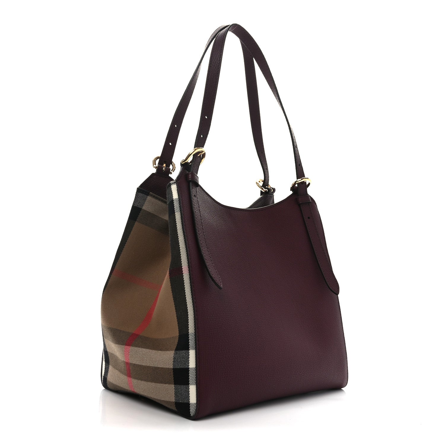 Burberry Grainy Calfskin House Check Small Canterbury Mahogany Red 3 of 9