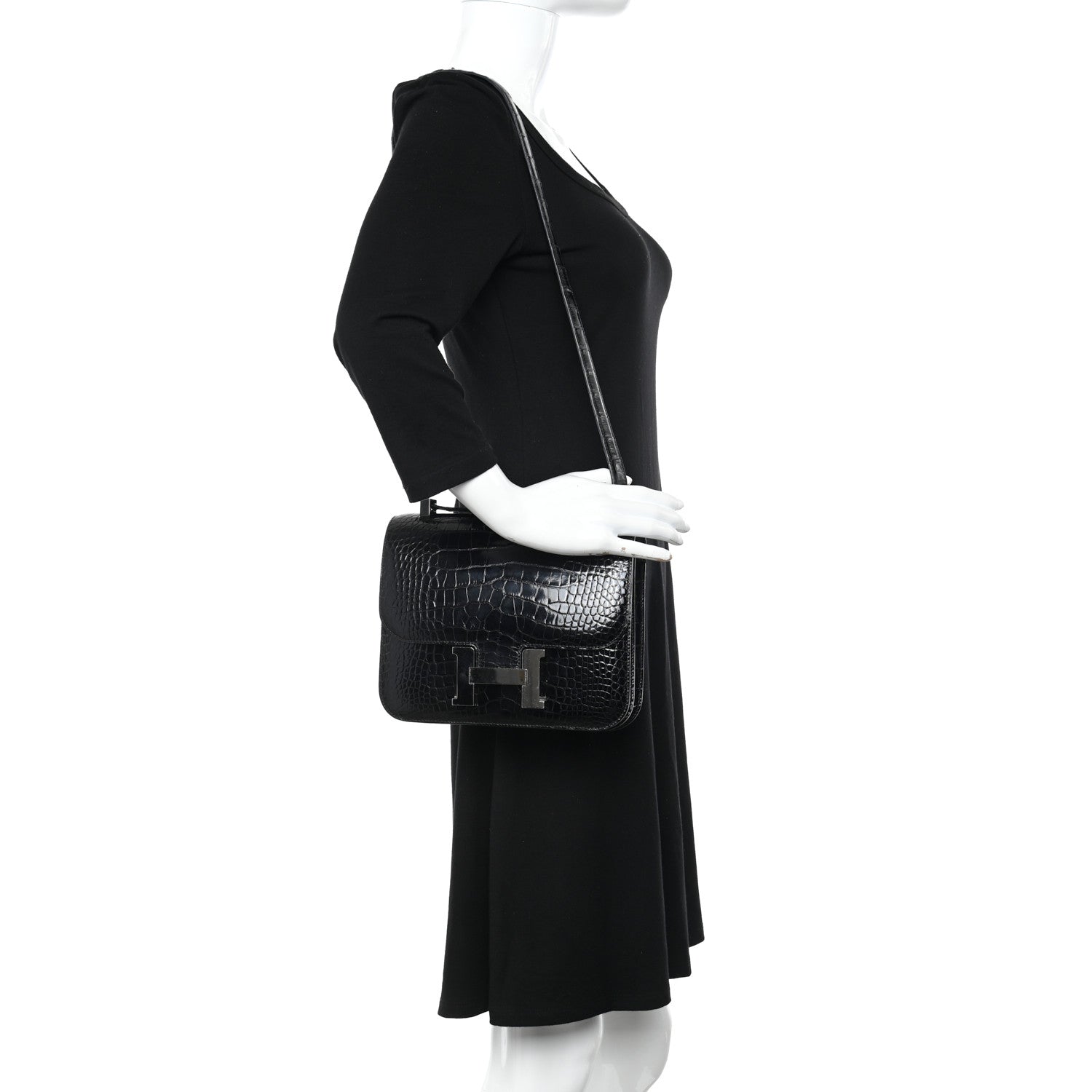 Hermes Shiny Alligator Constance 24 Black 2 of 11