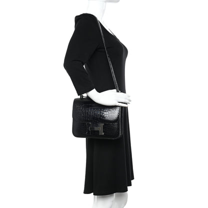 Hermes Shiny Alligator Constance 24 Black 2 of 11