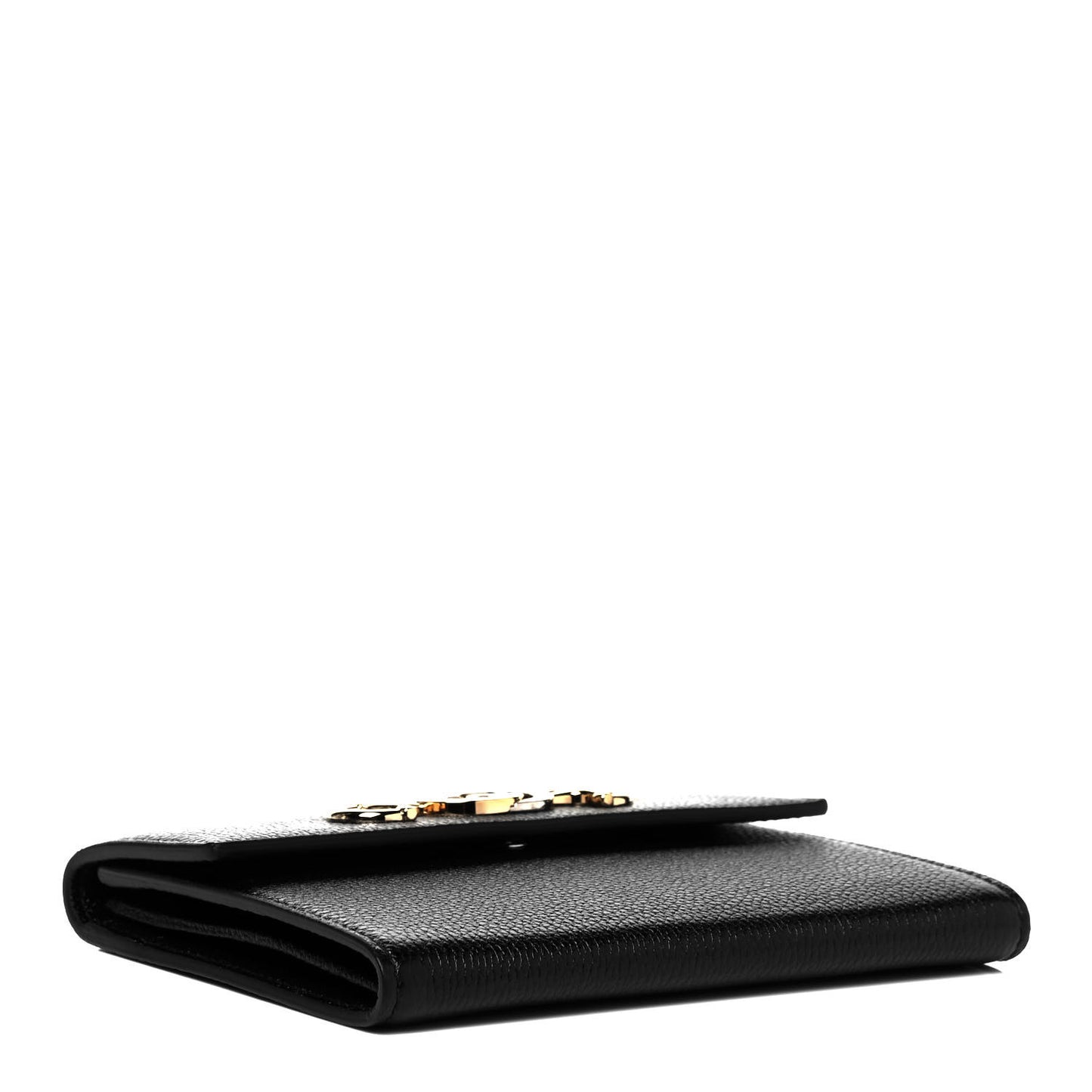 Grainy Calfskin Zumi Flap Card Case Black