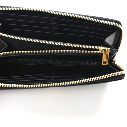 Saint Laurent Grain De Poudre Matelasse Chevron Monogram Zip Around Wallet Black 5 of 10