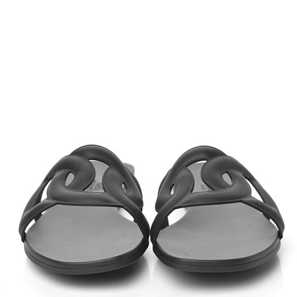 Hermes Rubber Aloha Sandals 38 Black 2 of 8