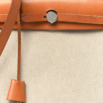 Hermes Toile Vache Calfskin Herbag PM 30 Black Natural 9 of 15